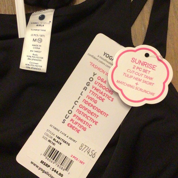 Yogalicious Girls 2Pc Sunrise Cut-Out Tank + Tulip Hem Skort Activewear Set - Picture 12 of 16